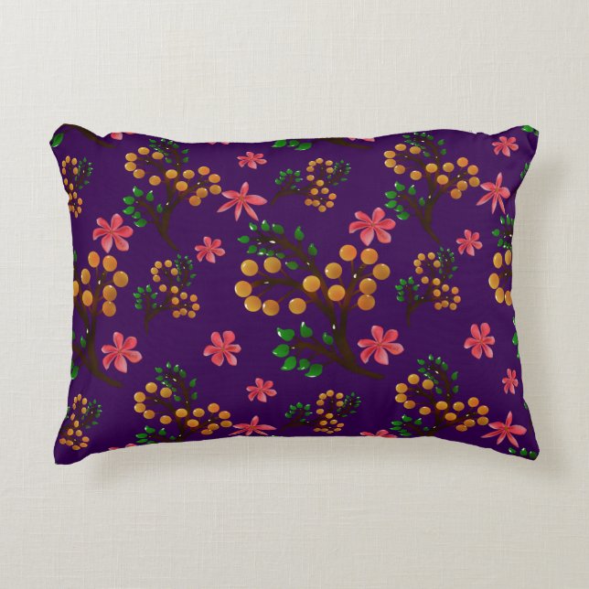 Seamless botanical pattern with cute fruit branch  accent pillow (Front)