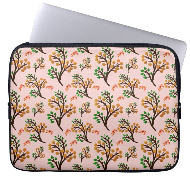 Seamless botanical pattern with cute fruit branch  laptop sleeve (Front)