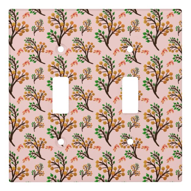 Seamless botanical pattern with cute fruit branch  light switch cover (Front)