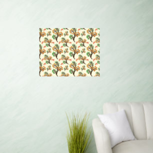 Seamless botanical pattern with cute fruit branch wall decal