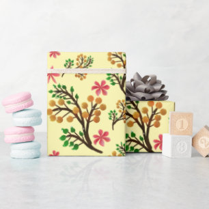 Seamless botanical pattern with cute fruit branch  wrapping paper