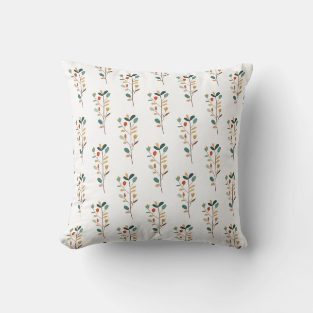 seamless botanical pattern with  cute pastel flowe throw pillow (Front)