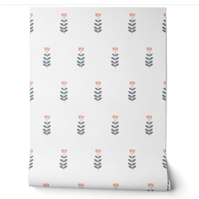 seamless botanical pattern with flowers in flat mi wallpaper  (Unrolling)