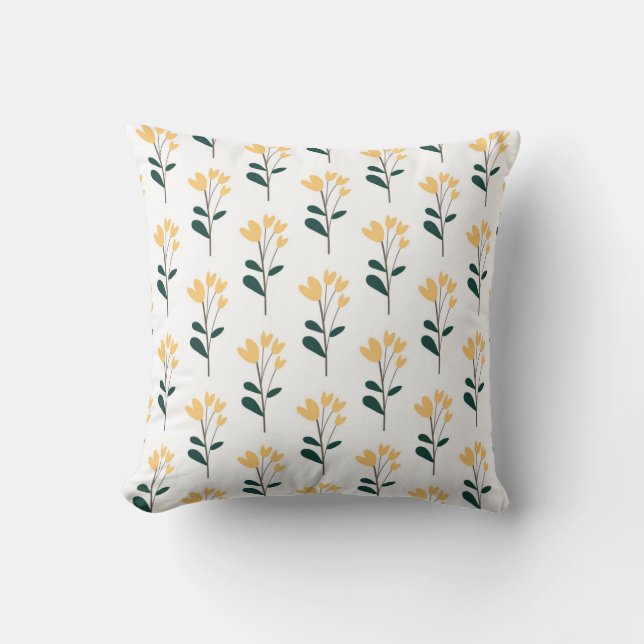 seamless botanical pattern with flowers in yellow throw pillow (Front)