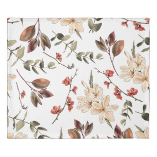 Seamless botanical pattern with white backgroundpa duvet cover