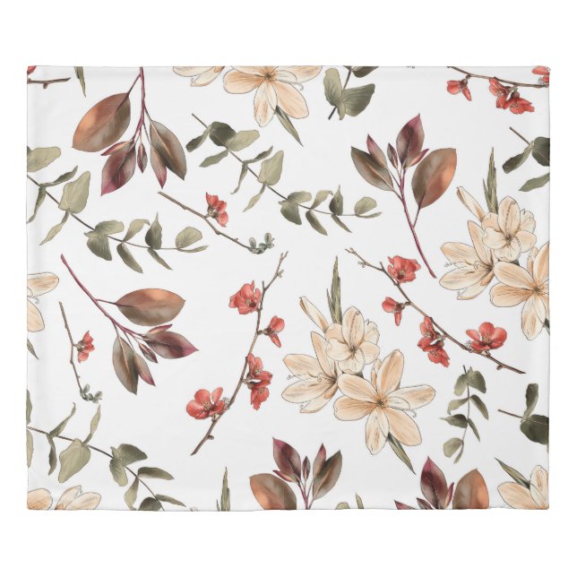Seamless botanical pattern with white backgroundpa duvet cover (Front)