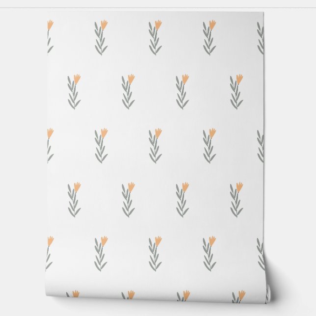 seamless botanical simple pattern in flat minimali wallpaper  (Unrolling)