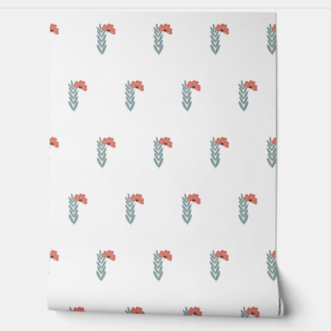 seamless botanical simple pattern with flowers and wallpaper  (Unrolling)