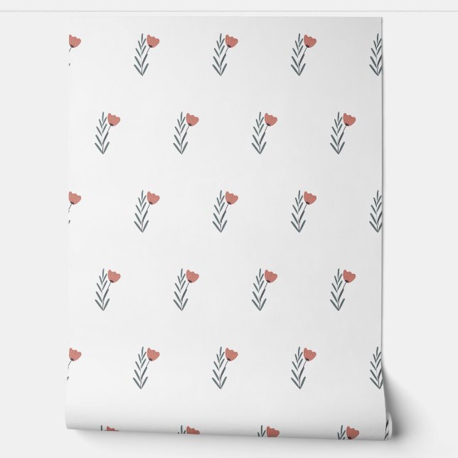 seamless botanical simple pattern with flowers and wallpaper  (Unrolling)