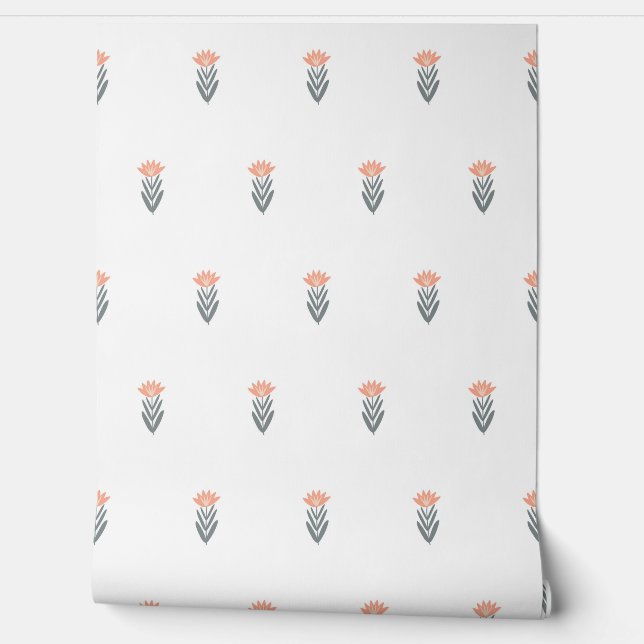 seamless botanical simple pattern with flowers in  wallpaper  (Unrolling)