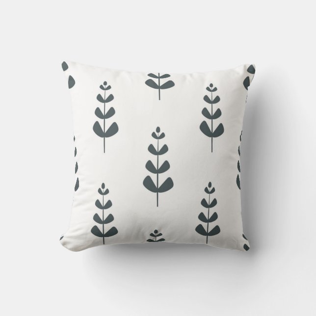 seamless botanical  simple pattern  with plants in throw pillow (Front)