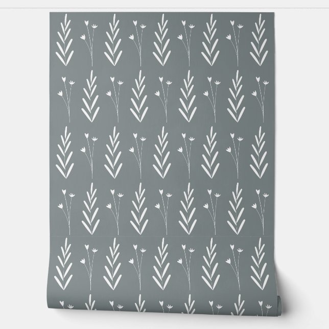 seamless botanical  simple pattern  with plants in wallpaper  (Unrolling)