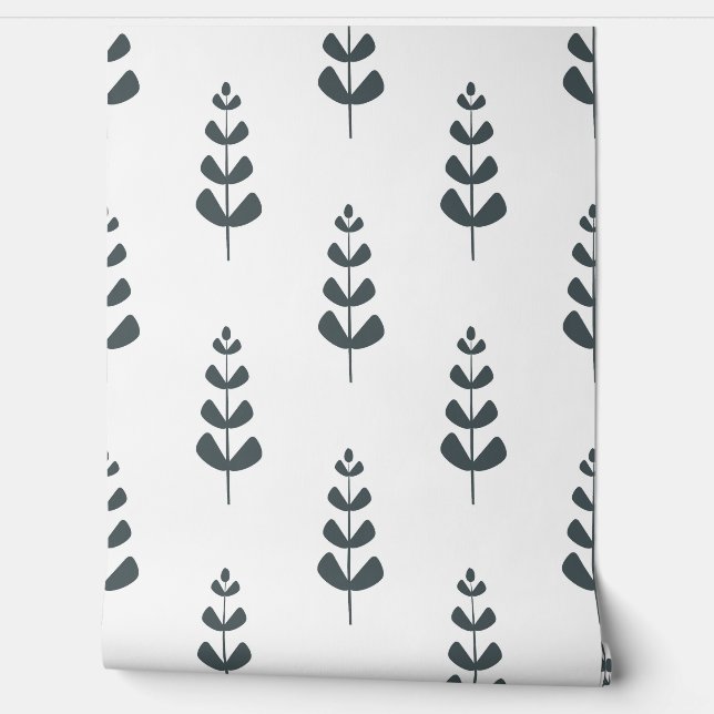 seamless botanical  simple pattern  with plants in wallpaper  (Unrolling)