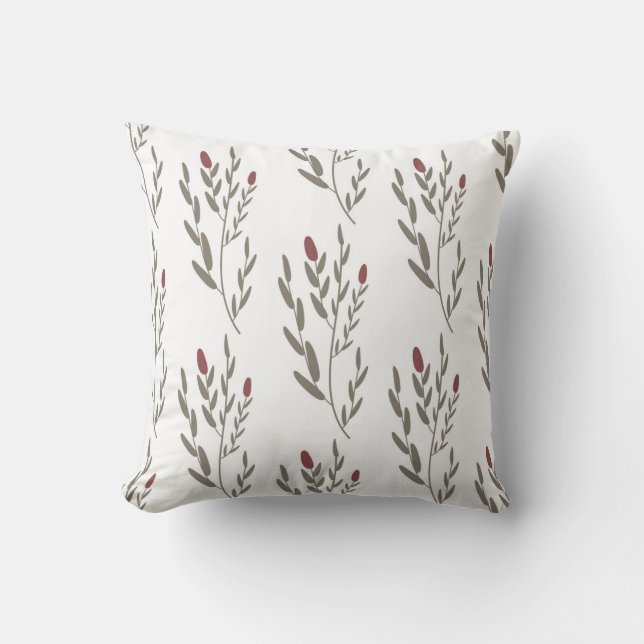 seamless botanical  simple pattern  with plants on throw pillow (Front)