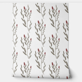 seamless botanical  simple pattern  with plants on wallpaper 