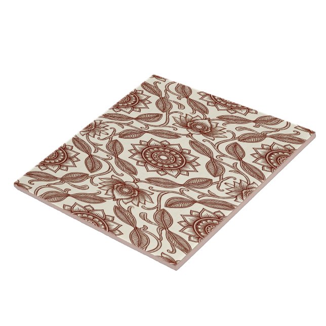 Seamless Botanical Surface Design Ceramic Tile (Side)