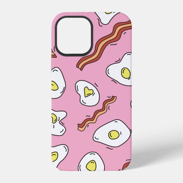 Seamless breakfast pattern with fried eggs and bac iphone case (Back)