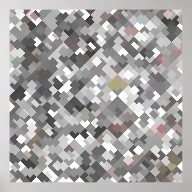 Seamless bright abstract mosaic grey background pa poster (Front)