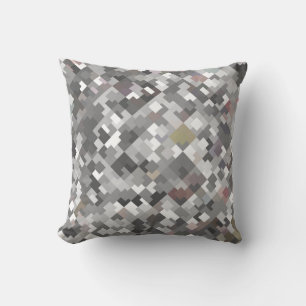 Seamless bright abstract mosaic grey background pa throw pillow