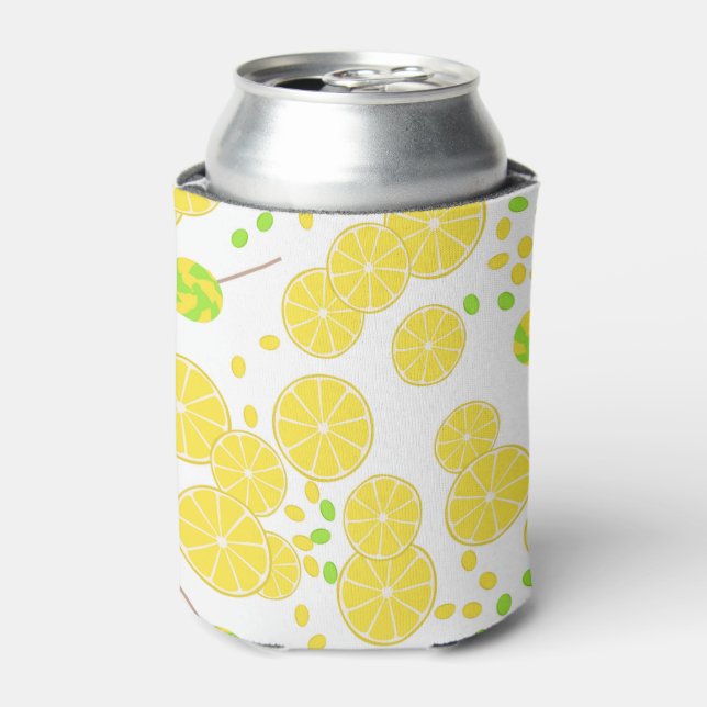 Seamless bright lemon slices candy lollipops sweet can cooler (Can Front)