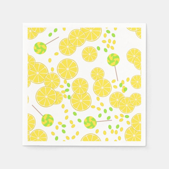 Seamless bright lemon slices candy lollipops sweet napkins (Front)