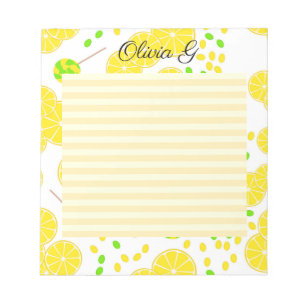 Seamless bright lemon slices candy lollipops sweet notepad