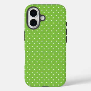 Seamless bright lime polka dot pattern iPhone 16 case
