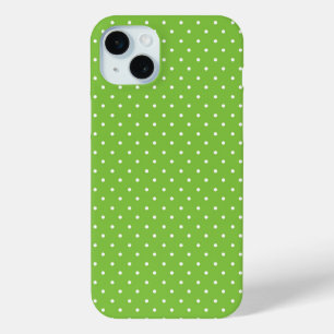 Seamless bright lime polka dot pattern iPhone 15 plus case