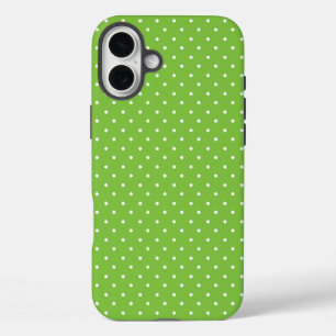 Seamless bright lime polka dot pattern iPhone 16 plus case