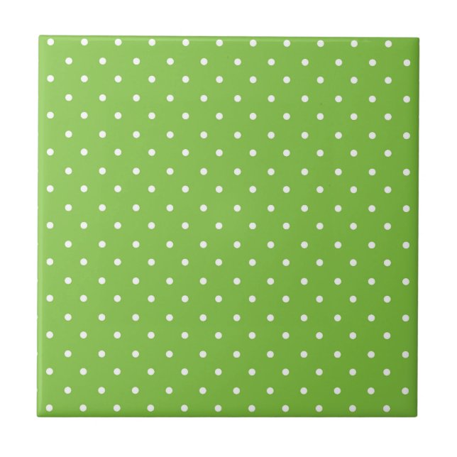 Seamless  bright lime polka dot pattern  ceramic tile (Front)
