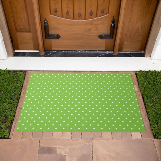Seamless  bright lime polka dot pattern  doormat (Outdoor)