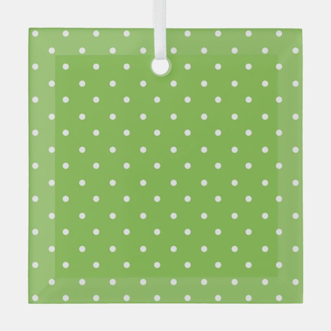 Seamless  bright lime polka dot pattern  glass ornament (Front)