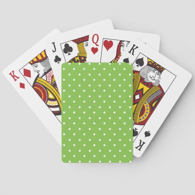 Seamless  bright lime polka dot pattern  poker cards (Back)