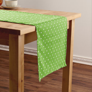 Seamless bright lime polka dot pattern short table runner