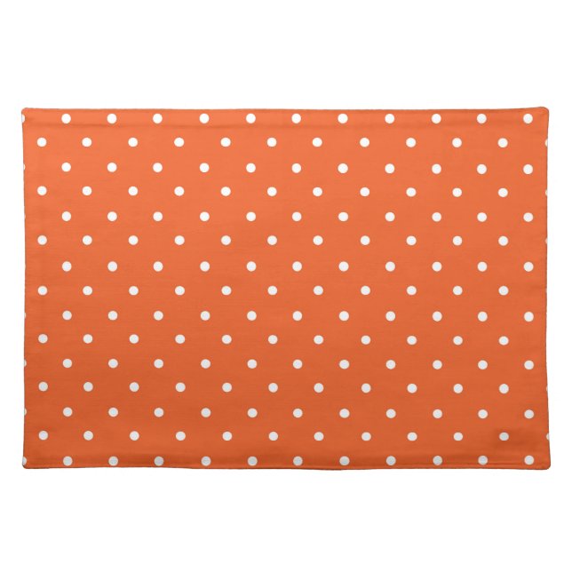 Seamless  bright orange background polka dot cloth placemat (Front)