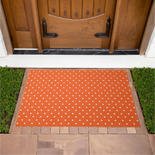 Seamless bright orange background polka dot doormat