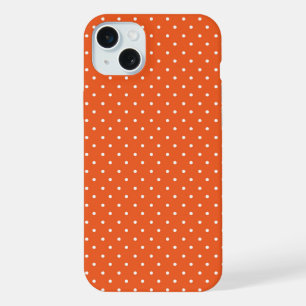Seamless bright orange background polka dot iPhone 15 plus case