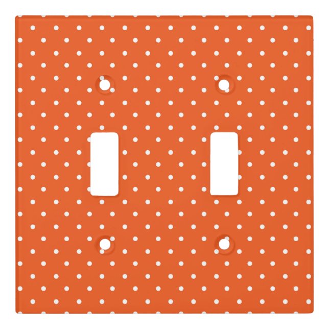 Seamless  bright orange background polka dot light switch cover (Front)