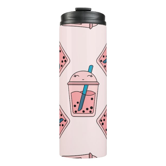 Seamless bright pattern bubble tea fruit summer dr thermal tumbler (Front)