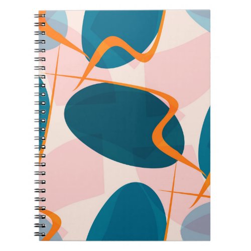 Seamless bright pattern of abstract shapes and twi notebook