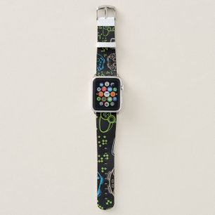Seamless bright pattern with joysticks. gaming coo apple watch band