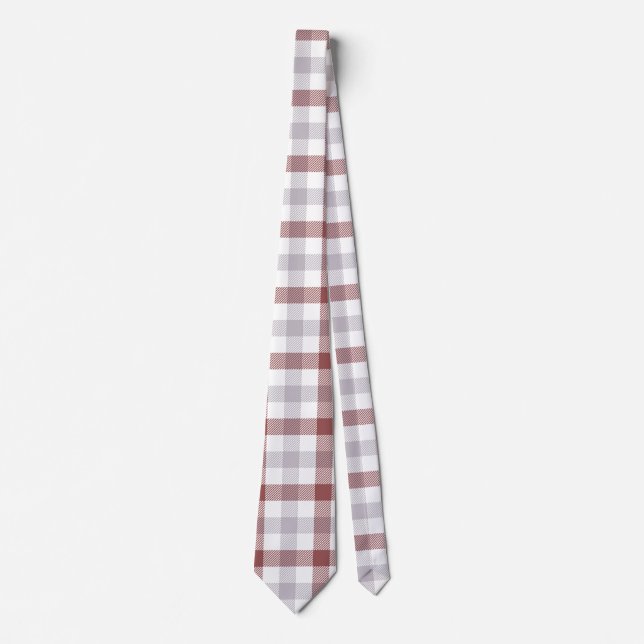 Seamless Brown and Grey Gingham Pattern Neck Tie (Front)
