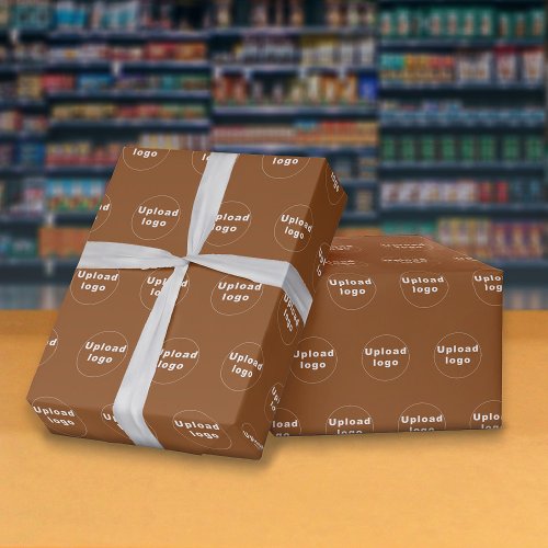 Seamless Business Logo Brown Wrapping Paper
