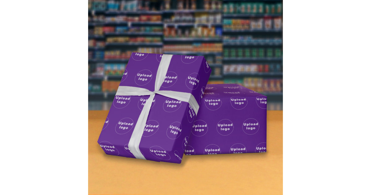 Seamless Business Logo Purple Wrapping Paper