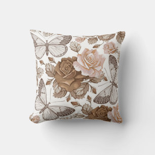 Seamless Butterflies moths insect fly. Flowers pat Throw Pillow