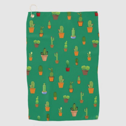 Seamless Cactus Pattern Shapes and Patterns  Golf Towel