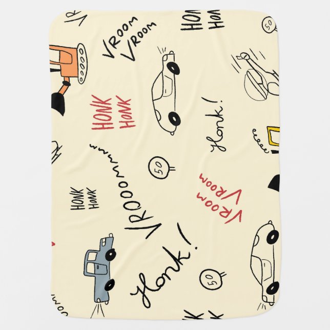 Seamless Car Drawings: Kids Bedsheet Baby Blanket (Front)