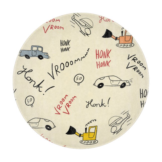 Seamless Car Drawings: Kids Bedsheet Cutting Board (Front)