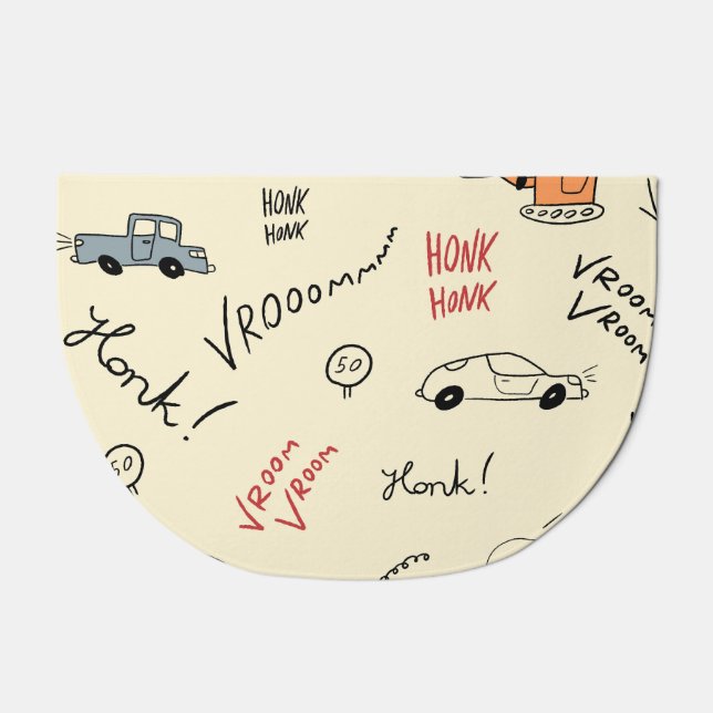 Seamless Car Drawings: Kids Bedsheet Doormat (Front)