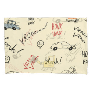 Seamless Car Drawings: Kids Bedsheet Pillow Case